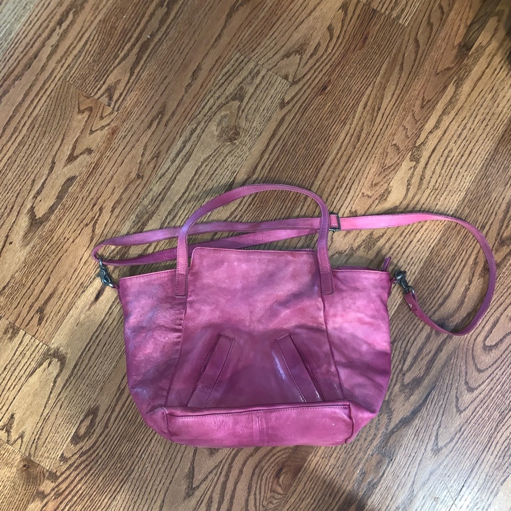 Free People Pink Leather Convertible Tote Crossbody